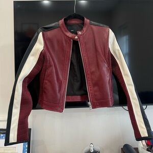 MANGO leather racer jacket